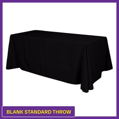 Black - 8' Blank (No Imprint) Hemmed Standard Throw - 4 Sided